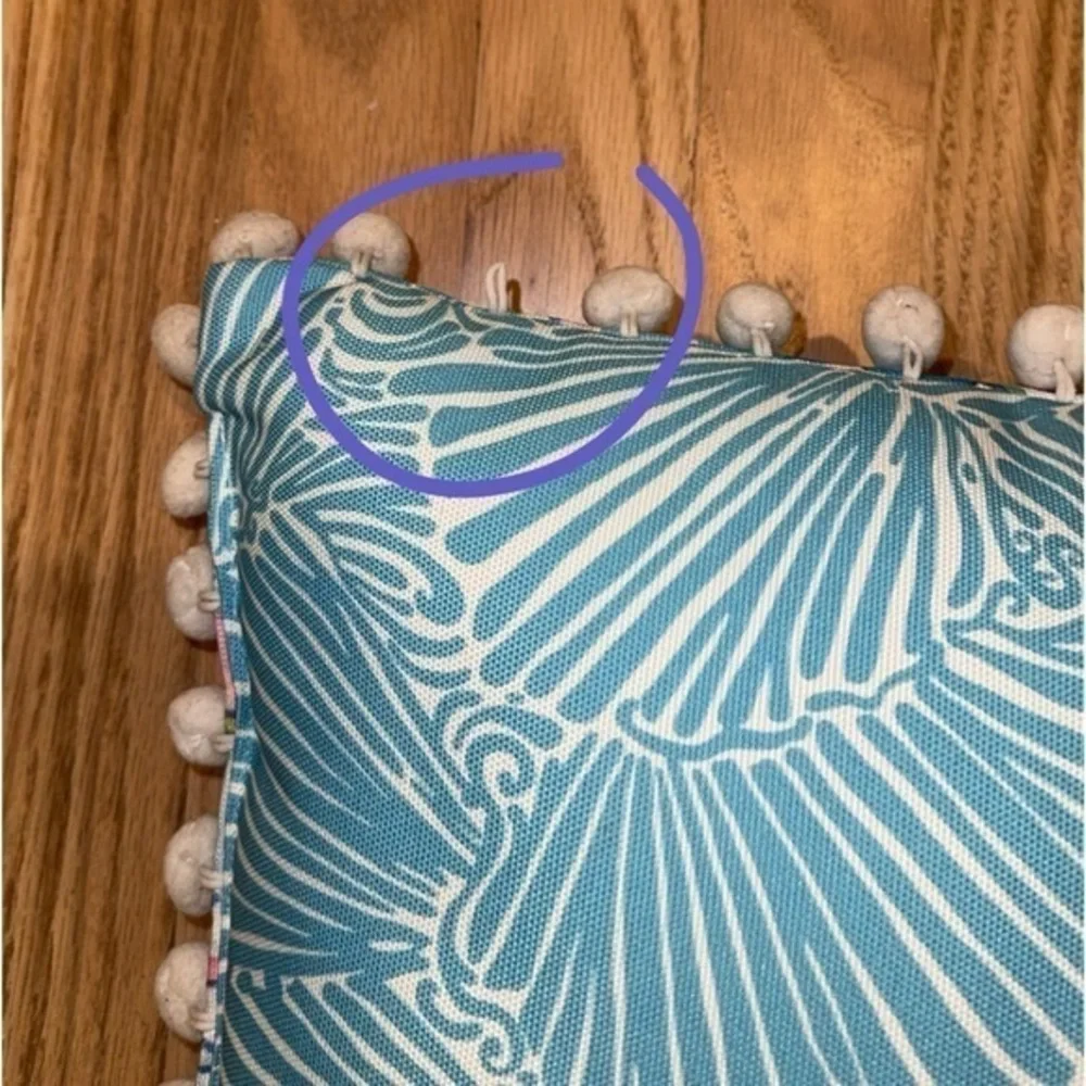 Lilly Pulitzer Mermaid Preppy Outdoor Pom Pom‎ Pillow 12 x 20